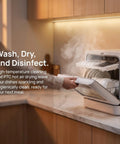Compact Countertop Dishwasher With Four Smart Wash Cycles And Built In Water Tank Knocks Out Daily Cleanup Zero Hassle LED Display in use.