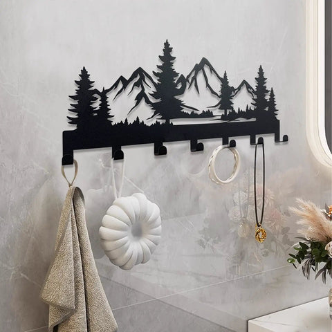 Slick Heavy Duty Metal Key Holder Wall Mounted With Seven Hooks Key Organizer Rack For Entryway Kitchen Hallway And Bedroom Decor Black Finish That Is Water And Fade Resistant Easy To Install Space Saving