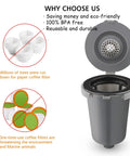 Reusable Filter Cup For Cuisinart HomeBarista Coffee Makers, SS-RFC Series, shown open in dark gray, with eco-friendly features.