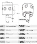 Dimensions and specifications of Solar Powered 360 Degree Strobe Warning Light With Auto On Off For Construction Sites Docks Marine And Factory Safety Ultra Bright Flashing Emergency Signal For Cranes Towers And Outdoor Work Areas Boss Level Safety