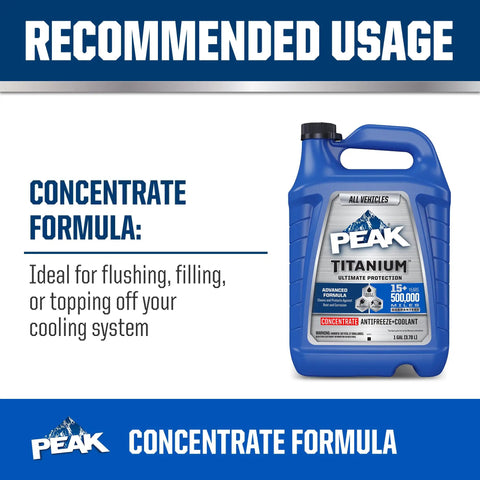 Titanium Extended Life Yellow Antifreeze And Coolant Concentrate Built Tough To Keep Your Ride Cool in a 1 Gallon container.