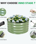 Three Round Galvanized Raised Garden Beds Kit 2 Foot Diameter By 1 Foot Deep Outdoor Planter Boxes For Vegetables Fruits Herbs And Flowers Olive Green No Fuss Setup Durable Weatherproof Design, with flowers.