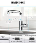 Dimensions of Single Handle Kitchen Faucet With Pull Out Sprayer And Deck Plate, Chrome Finish, shown with measurement details.