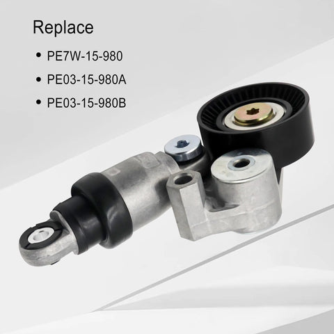 Engine Belt Tensioner Pulley Assembly Direct Fit For Mazda 3 2.0L 2.5L Mazda 6 CX 3 CX 5 2012 2021 Replacement Part Numbers PE03 15 980A