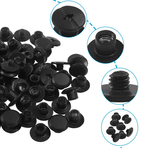 Durable Black Carbon Steel Chicago Screws M5 X 4Mm 50 Piece Heavy Duty Shoulder Bolts for leather crafts in a pack of fifty.