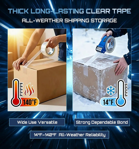 Heavy Duty Packing Tape Refills 12 Pack, 2.7 Mil Clear Packaging Tape used in hot and cold conditions sealing boxes