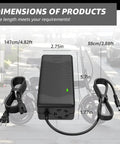 Dimensions of 54.6 Volt Lithium Battery Charger for Jetson Haze JHAZE Series Black OB CAN BLK Replacement Fast Charge Power Adapter