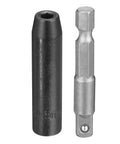 Deep 6-Point Impact Socket Set With 1/4-Inch Drive For Hard Metal Jobs Including The Perfect 4.5mm Metric Size Measuring Two Inches Long Made From Tough CR-V Steel To Crush Any Tough Job You Got, black impact socket and 1/4-inch drive adapter