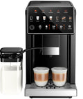 Fully Automatic Espresso Machine With Built In Grinder And One Touch Milk Frother Dishing Out Top Shelf Lattes And Bold Espressos Pure Morning Convenience with frother and milk container.