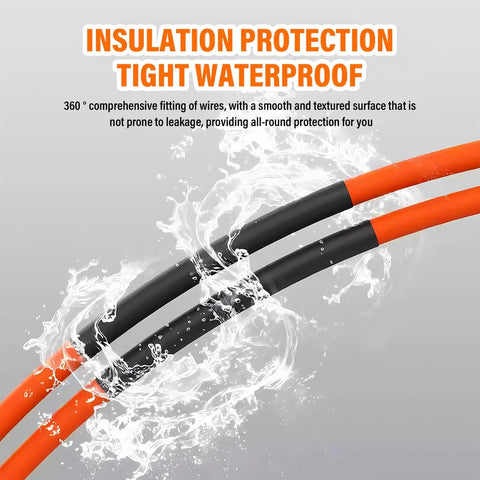 180 Piece Heat Shrink Tubing Kit With Adhesive Lined Three To One Shrink Ratio For Electrical Insulation And Marine Wire Repair, 7 Sizes, Durable Waterproof Flame Retardant Tubes Make DIY Repairs A Breeze showing waterproof tubing on orange wires