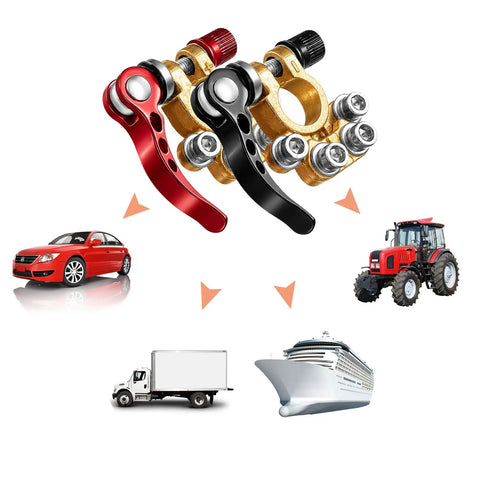 Heavy Duty Battery Terminal Connectors 2 Pack Top Post Clamps 4 Way Quick Release For Auto Positive Negative SAE JIS Type A Posts