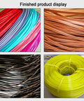 Colorful finished 3D printing filament display including pink, copper, black, and yellow, showcasing Heavy Duty Desktop 3D Printer Filament Maker Machine.