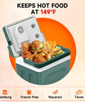 Tailgate Ready Portable Thermoelectric Car Cooler And Warmer 26 5 Quart Dual Temp Fridge For Truck RV Camper Party with food items inside.