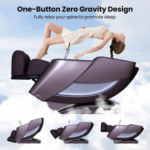 Premium 4D Flexible Track Massage Chair With Zero Gravity Reclining, Full Body Airbag Compression, Waist Heating Pads, Auto Body Scan And Wireless Charging For Straight Up Recovery Vibes In Brown
