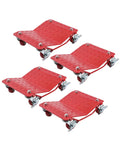 Heavy Duty Carbon Steel Tire Wheel Dollies Set Of 4 Car Movers with Anti Skid Plate and 360 Degree Rotating Wheels 16 By 13 Inches Red