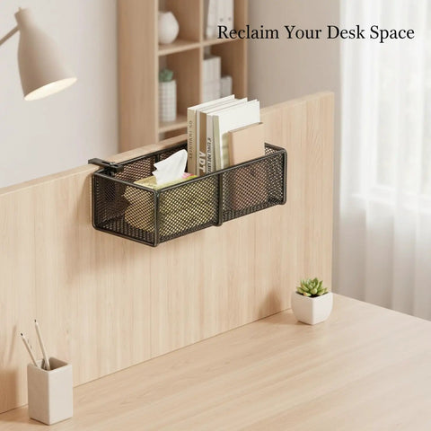 Cubicle Friendly Hanging Basket Organizer For Office Desk Essentials 1 Piece Space Saving Vertical Storage on partition edge
