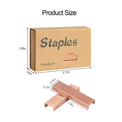Product size box and rose gold staples for Rose Gold Staples Refill Kit With 7000 Premium 26 By 6 Standard Size Staples