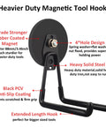 Heavy Duty Magnetic Tool Hooks Set, 2 Pack Neodymium Hangers for Saws Drills Hammers, 3.46 Inch Black Mount with Rubber Coated Magnet