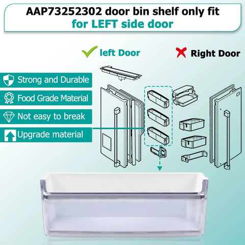 Left Side Refrigerator Door Bin Replacement For Elite Models Fits Door Shelf Assemblies Easy Install No Fuss Upgrade For LG And Kenmore Elite Refrigerators