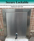 Rock Solid Waterproof Stainless Steel Lockable Access Door With Secure Key And Quick Snap Install Design For Attic Ceiling Wall Hatch Drywall Patch Cover Panel Trim, showing key lock detail.