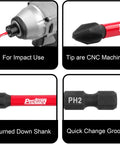 Impact Bit Set With Clip for Drill, T10 to T40 Torx Bits, Ten Piece, Two Inch Length, Built Tough, Quarter Inch Hex Shank