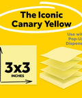 Super Sticky Dispenser Notes 3 X 3 In Canary Yellow 12 Pads With 90 Sheets Each, Twice The Stickiness For Office, School, And Home Quick Access Reminders Today 3x3 notes dispenser pack