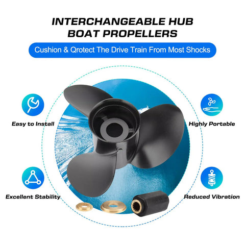 Replacement Boat Propeller Heavy Duty Aluminum Thirteen And A Half By Fifteen For BRP Johnson Evinrude OMC Stern Drive Outboard Motors Drop In Ready Right Hand Rotation Three Blade With Thirteen Spline Fits No 765182 Forty To One Hundred Forty HP with components.