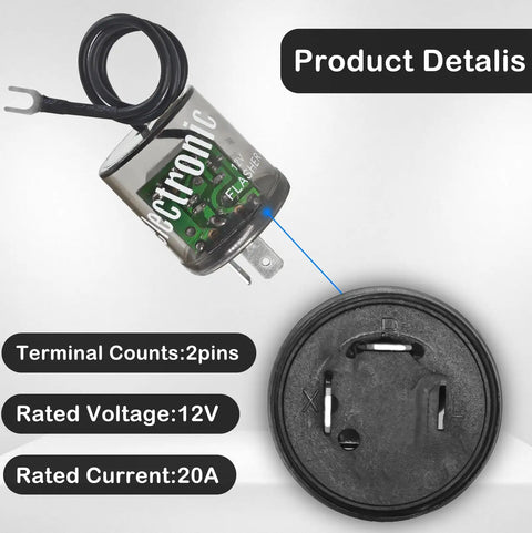 12V LED Flasher Relay Pack Of 2 2 Pin Heavy Duty Turn Signal Relay With Ground Wire For Cars And Motorcycles Waterproof