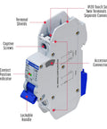 Miniature Circuit Breaker 15A 1 Pole C Curve UL 489 Listed For No Fuss Branch Circuit Protection Easy Install Fast Trip And Solid Thermal Overload And Short Circuit Safety In US And Canada, side view