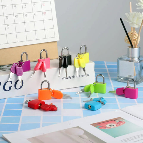 Colorful 10 Pack Small Luggage Locks With Keys, No Fuss Durable Metal Padlocks For Suitcases, Locker Locks For Travel And School Gym