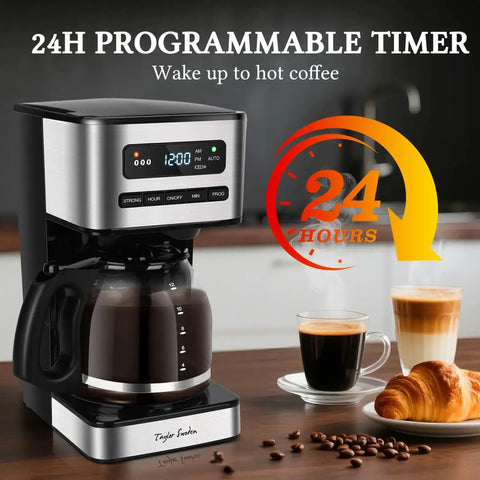 Programmable 12 Cup Coffee Maker With Four Brew Strength Options Hot And Iced Coffee Large LED Display 24 Hour Timer