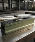 Machinist For Spirit Level, 0.02mm Steel Level For Machine Tool Alignment on a workbench, showing green steel body and vials.