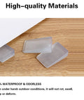 Pack of three clear plastic shims on wooden floor for leveling, showing non-slip texture surface.