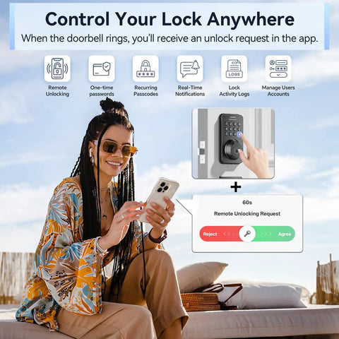 Smooth Operator Wifi Smart Door Lock With Polished Matte Black Knob And Lightning Quick Fingerprint Scanner Plus No Sweat App Setup Keyless Entry For Airbnb Hosts