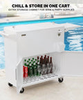 Patio Cooler With Storage Cabinet And Bottle Opener Ice Chest For Outdoor Parties And Poolside Gatherings Keeps Drinks Cold And Fresh Holds Up To 80 Quarts With Drainage And Extra Space For Tools And Snacks