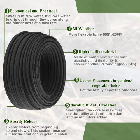 Coiled 100 Ft One Quarter Inch Drip Irrigation Tubing Soaker Hose System With Two Gph Emitters Porous Drip Line Features