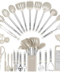 33 Piece Silicone Kitchen Utensil Set For Nonstick Pans With Stainless Steel Tools on display