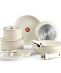 Detachable Handle Cookware Set With Stackable Pots And Pans, Nonstick Granite Titanium, Induction Ready, Beige, 11 Piece Set