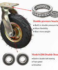 Heavy Duty Caster Wheels Set Of 4 Roll Like Butter With Dual Thrust Bearings Solid As A Rock Rubber Tires close-up with bearings