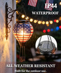 Solar Hot Air Balloon Lantern With Flickering Flame, Glass Outdoor Hanging Lantern For Patio Porch Yard, Waterproof Garden Light