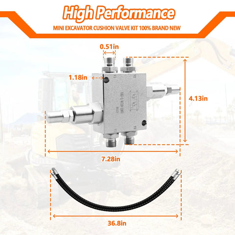 Cushion Valve Kit For Small Excavators With One Quarter Inch Hoses And M14 Thread For Easy Install Complete Swivel Motor Assembly