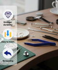 Pro Grade Watch Spring Bar Tool Kit With Tweezers And Bracelet Link Remover displayed on a workbench for band adjustments and repairs.