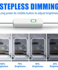 LED Vanity Light Strip for Mirror With 6000K Daylight White Glow, 6.56 Ft Dimmable Makeup Light, brightness settings shown