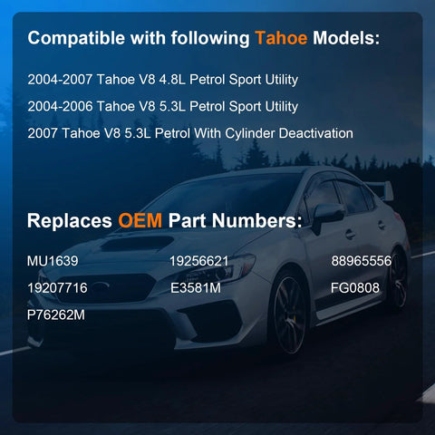 List of Tahoe models compatible with Replacement Fuel Pump Assembly For Tahoe Escalade Yukon And GMC SUVs 2004 Through 2007 With 4 8L 5 3L Or 6 0L V8 Engines Drop In Ready Easy Install Durable Replacement E3581M FG0808 P76262M
