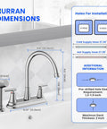 Swanky Two Handle Kitchen Faucet With Pull Out Side Sprayer And Tall High Rise Arc Finished In Brushed Nickel dimensions and installation details.