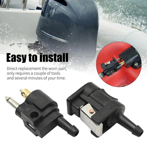 Two Pack 1/4 Inch 6mm Barb Fuel Line Quick Connectors with Yamaha compatibility, shown close-up, easy installation on marine engines.