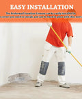 Person demonstrating installation of 8 Pack Inside Waterproofing Corner Shower Membrane Seamless Polyethylene Barrier for Bathtub Steam Room Walls and Windows Durable Go To Shower Corner Seals for Leakproof Bathroom Renovation.