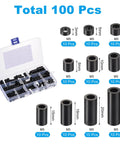 M5 Nylon Spacer Kit 100Pcs Non Threaded ABS Round Spacers Standoffs For PCB Motherboard Circuits Switch Receptacle Black Assortment