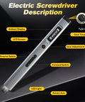Cordless 57 In 1 Magnetic Precision Screwdriver Set With Adjustable Torque and LED Light, featuring OLED display and USB-C charging