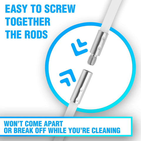 Pro Grade Dryer Vent Cleaning Kit With Nylon Lint Brush, 20 Foot Reach, Flexible Drill Attachment, screw-together rods